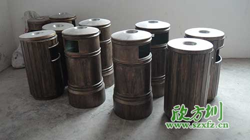  古意盎然，韶關園林仿銅玻璃鋼垃圾桶